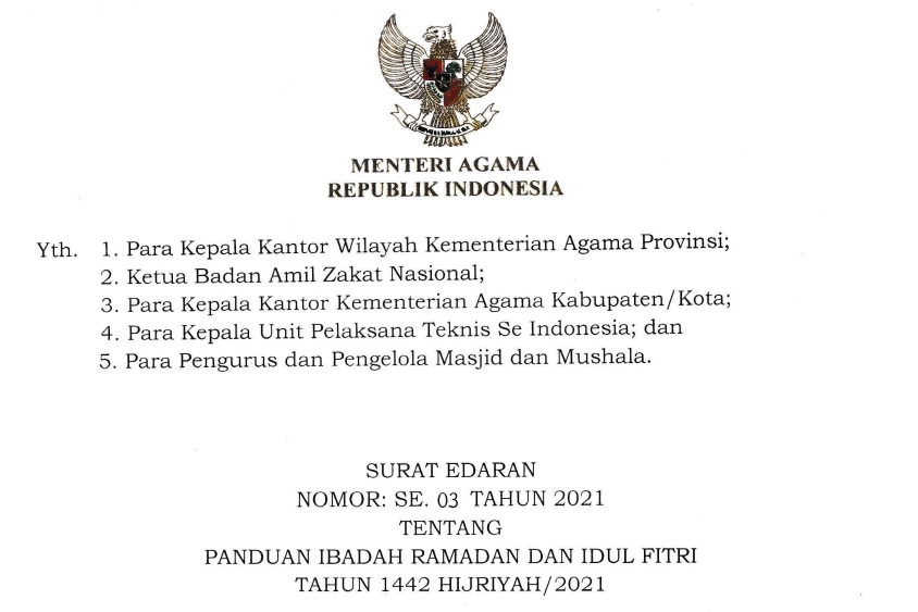 Sholat Idul Fitri di Masa Pandemi Bupati/Wali Kota Diminta Ikuti Panduan Kemenag