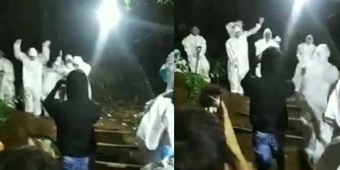 Orang Pakai APD Jingkrak-Jingkrak di Makam Korban Covid-19