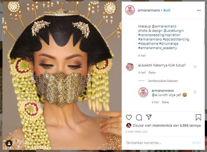 Mewah! Masker Pengantin, Warganet: Makeup Setengah Harga Ya?