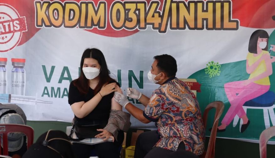 Kodim 031 Inhil Lakukan Serbuan Vaksin TNI Dosis 1 dan 2