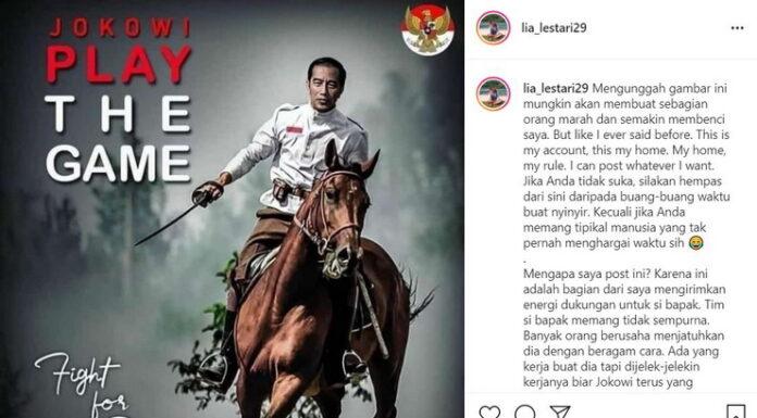 Selegram Lia Lestari Unggah Meme Jokowi Play The Game