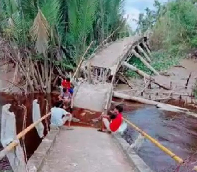 Jembatan Antar Dusun di Desa Seberang Sanglar Kecamatan Reteh Ambruk