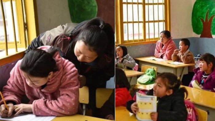 Tak Bisa Baca Tulis, Ibu 2 Anak Ini Tak Malu Ikut Belajar di TK Bersama Putrinya