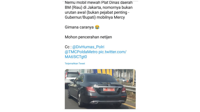 Mobil Dinas Mewah Bupati Kampar Ada di Jakarta, Dibicarakan Warganet