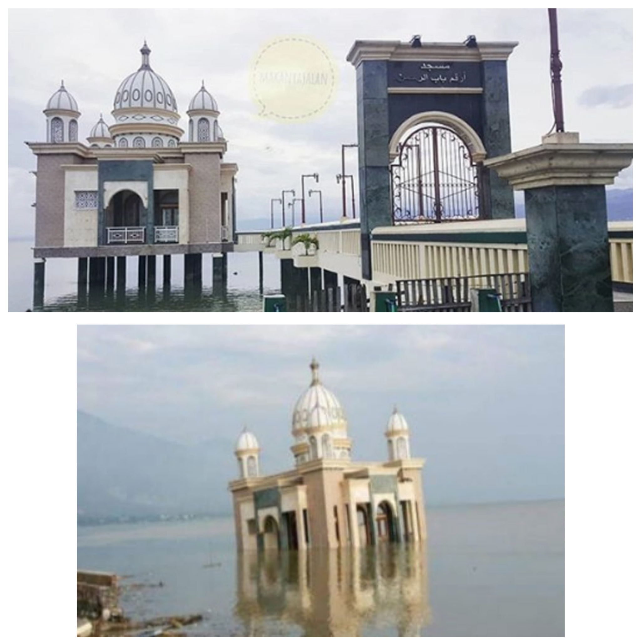 Allahu Akbar... Diterjang Tsunami, Masjid Arkam Bab Al Rahman Tetap Berdiri Kokoh di Laut