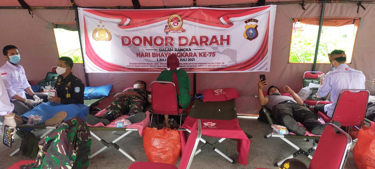 HUT Bhayangkara dan HANI, Polres Inhil Gelar Donor Darah