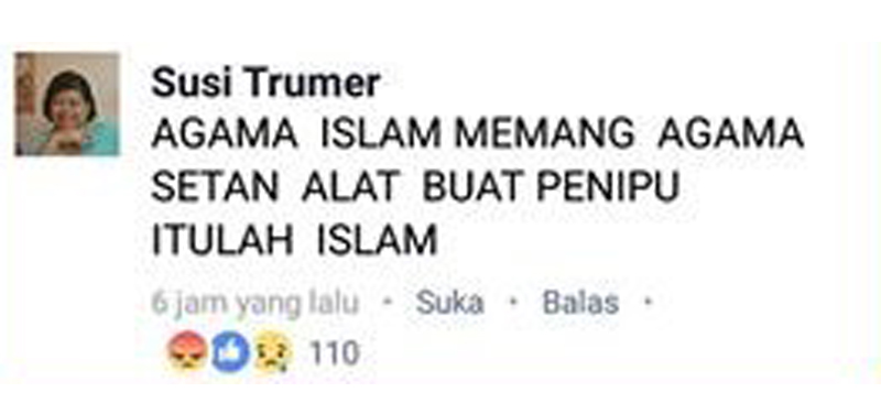 TERLALU! Di Facebook, Wanita ini Sebut Islam Agama Setan