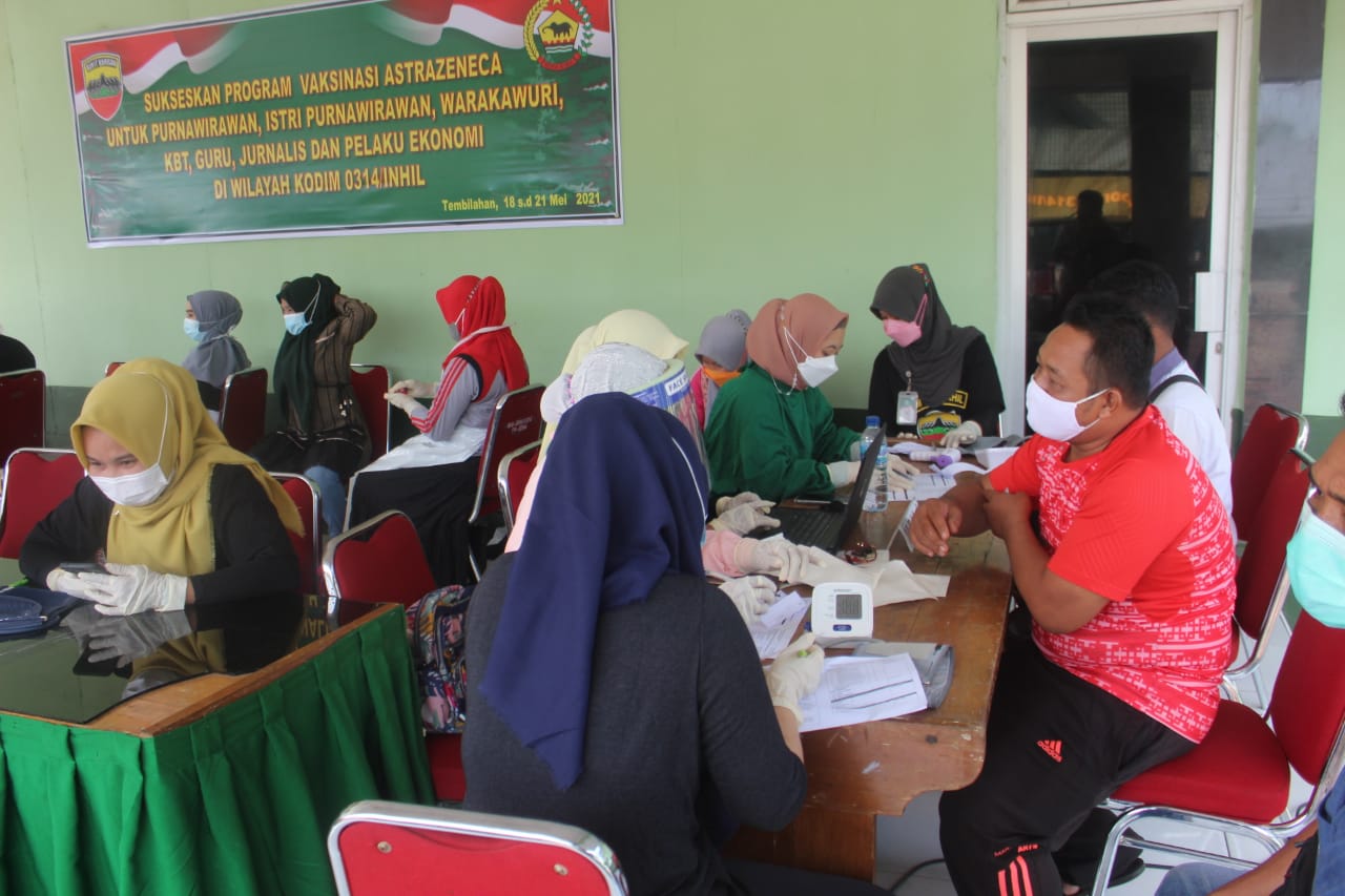 Kodim 0314/Inhil Lanjutkan Vaksinasi Astrazeneca Gelombang II