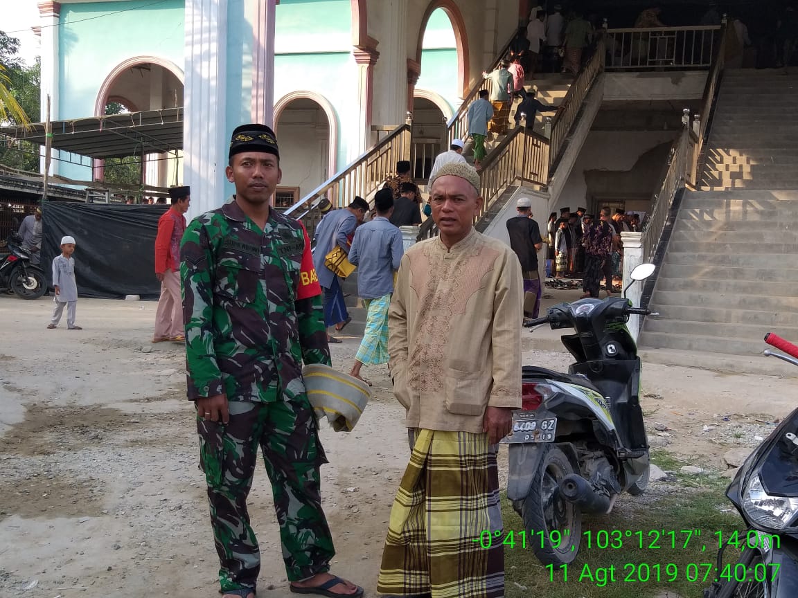 Koramil 07/Reteh Lakukan Pengamanan Sholat Idhul Adha 1440 H