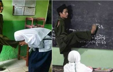 Viral di Medsos! Foto Siswi Cium Kaki Guru Tanpa Tangan