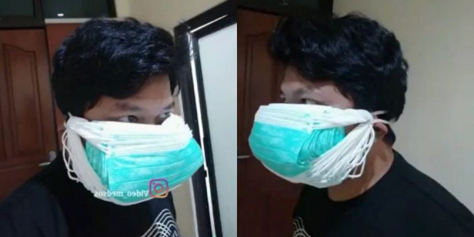Terlalu Taat Prokes Pakai Masker Sekotak, Netizen Bilang Begini