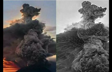 Letusan Gunung Agung Menampakkan Sosok Garuda Wisnu Kencana