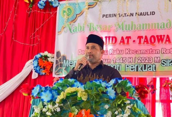 Bupati Inhil Hadiri Peringatan Maulid Nabi Muhammad SAW 1445 H di Masjid At-Taqwa Pulau Ruku
