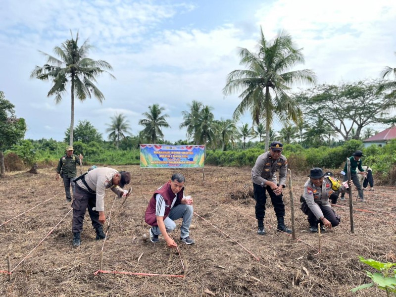 Dukung Program Asta Cita Presiden, Polsek Tembilahan Hulu Tanam Jagung Bersama Warga