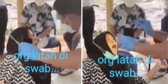 Emak-Emak Latah Diswab, Digoda Nakes Bikin Ngakak dan Enggak Fokus