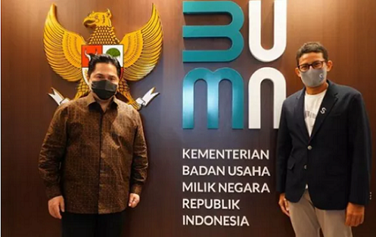 Sandiaga Uno 'Merapat' ke Kantor Erick Thohir, Ini Pembahasan Serius Yang Dilakukan