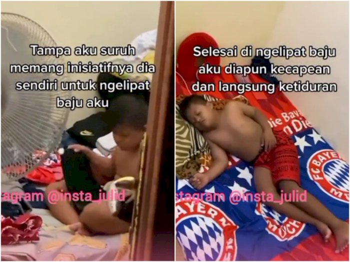 Anak Down Syndrome Ini Rajin Bantu Lipat Pakaian