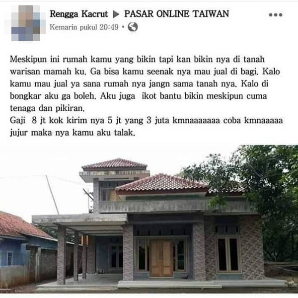 Pria Ini Ceraikan Istri yang Jadi TKW: Gaji 8 Juta kok Kirimnya 5 Juta, 3 Juta Kemana Coba, Jujur