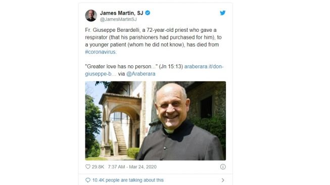 Pastor Katolik Positif Corona Wafat Usai Tolak Respirator Demi Pasien Lain