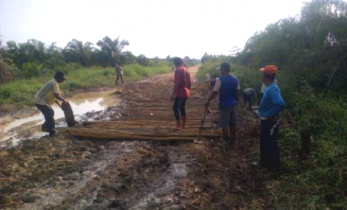 Terendam Air Sungai Kampar Ketika Pasang, 5 Km Jalan Sungai Ara-Merbau Hancur Lebur
