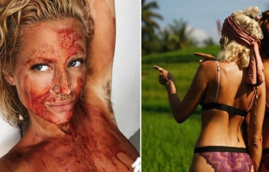 Menjijikkan! Di Bali, Maxinne Bjork Siram Wajahnya dengan Darah Menstruasi