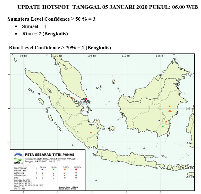 Sebanyak 2 Titik Panas Terpantau di Bengkalis