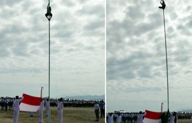 Video Bocah SMP Panjat Tiang Bendera Saat Upacara Sudah Ditonton 4 Juta Orang
