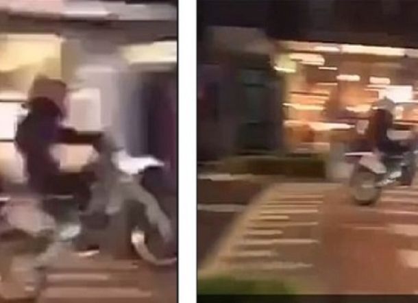 Pemotor Atraksi di Atas Zebra Cross, Apes...di Belakang Ada Mobil Polisi