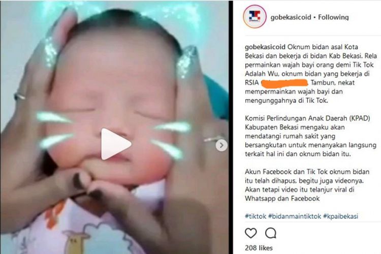 Viral Video Tik Tok Bidan di Tambun Permainkan Wajah Bayi