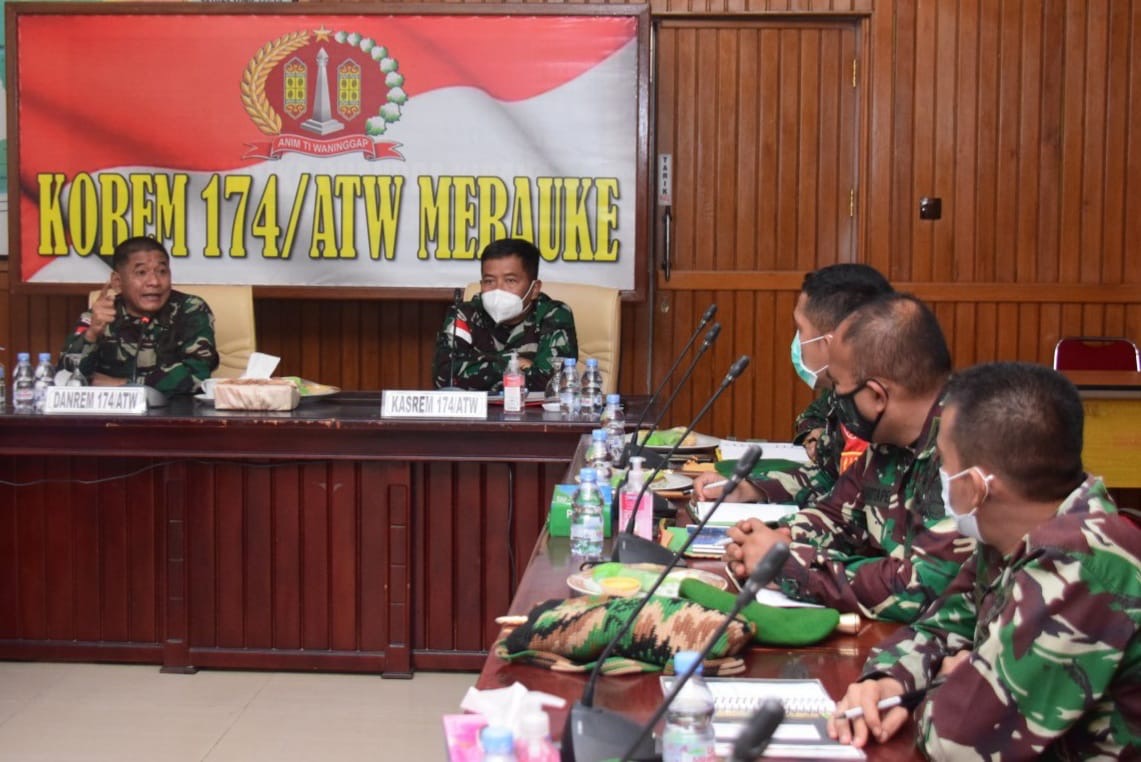 Danrem Merauke Pimpin Rapat Evaluasi Kinerja Satgas Pamtas RI-PNG dan Pamrahwan KolakopsKorem 174/ATW
