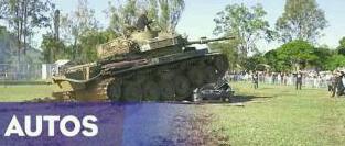 Suami-Istri Lindas Mobil Mereka dengan Tank