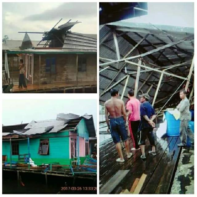 Dihantam Angin dan Hujan, Rumah dan Kantin di Inhil Rusak