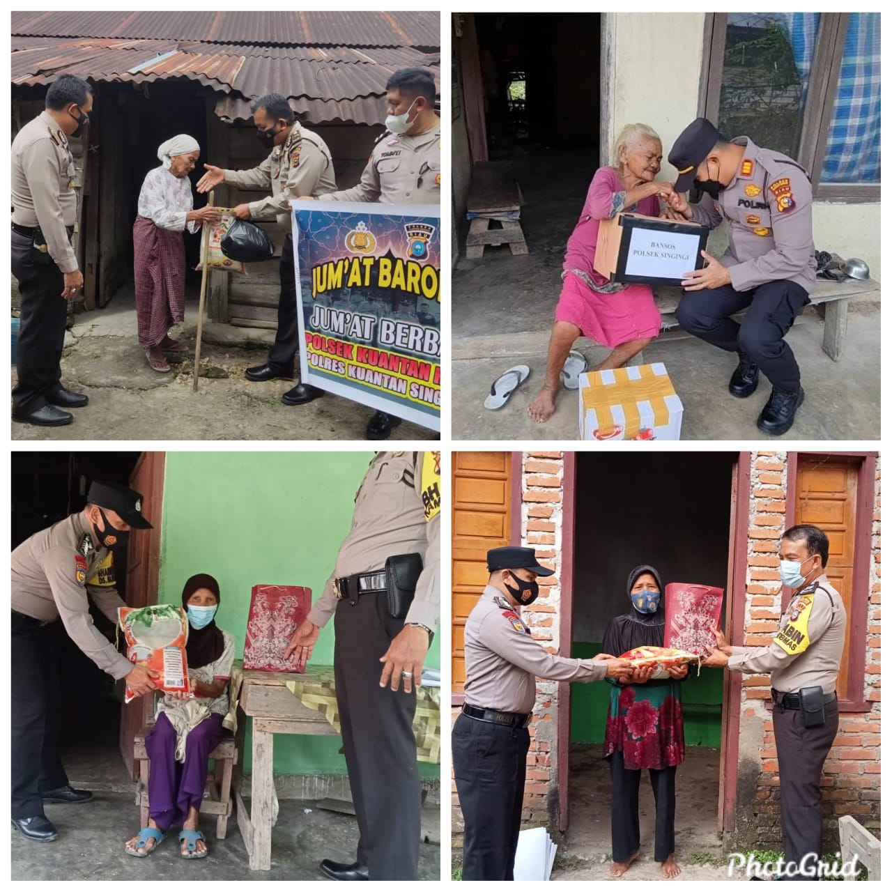 Jum'at Barokah, Tiga Polsek Polres Kuansing Beri Santunan Pada Lansia dan Warga Kurang Mampu