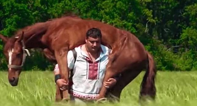 LUAR BIASA, Pria Ini Mampu Menggendong Kuda Dewasa