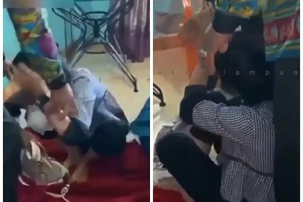 Aksi Emak-Emak Keroyok Pelakor Perawat Cantik