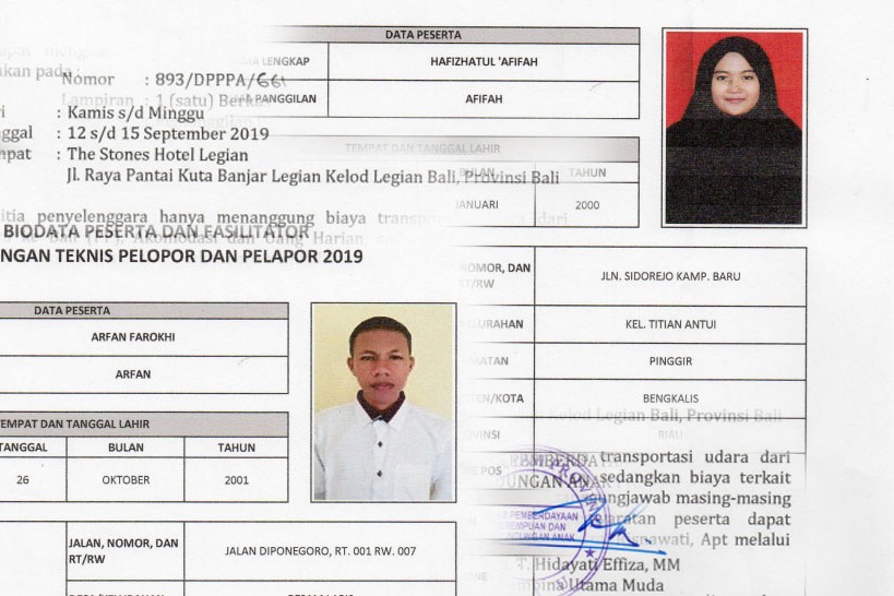 Dua Anak Watan Kabupaten Bengkalis Diundang Kementerian PP dan PA ke Bali