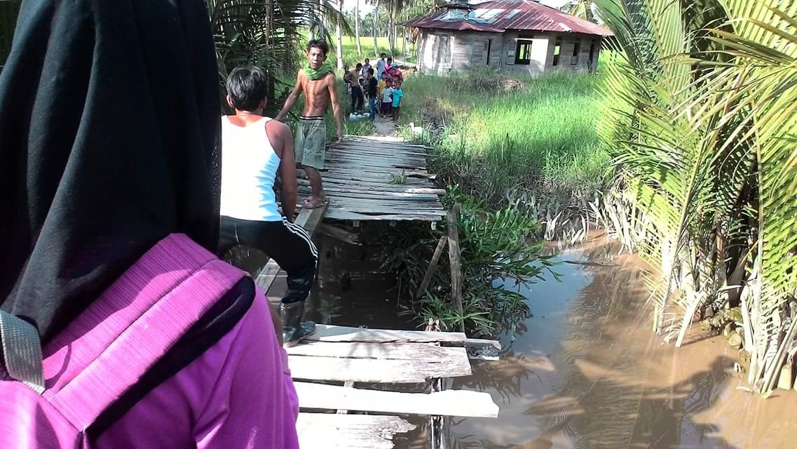 Jembatan Penghubung di Desa Pembenahan, Inhil Putus