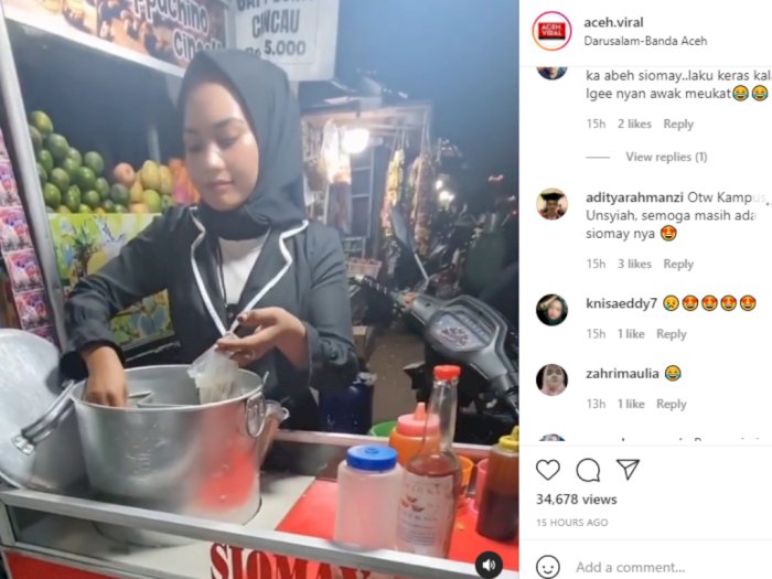 Gadis Cantik Penjual Somay di Simpang Masjid Jamik Kampus Unsyiah